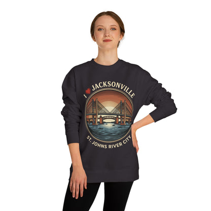 Jacksonville Crewneck Sweatshirt — I  Jacksonville St. Johns River City Graphic