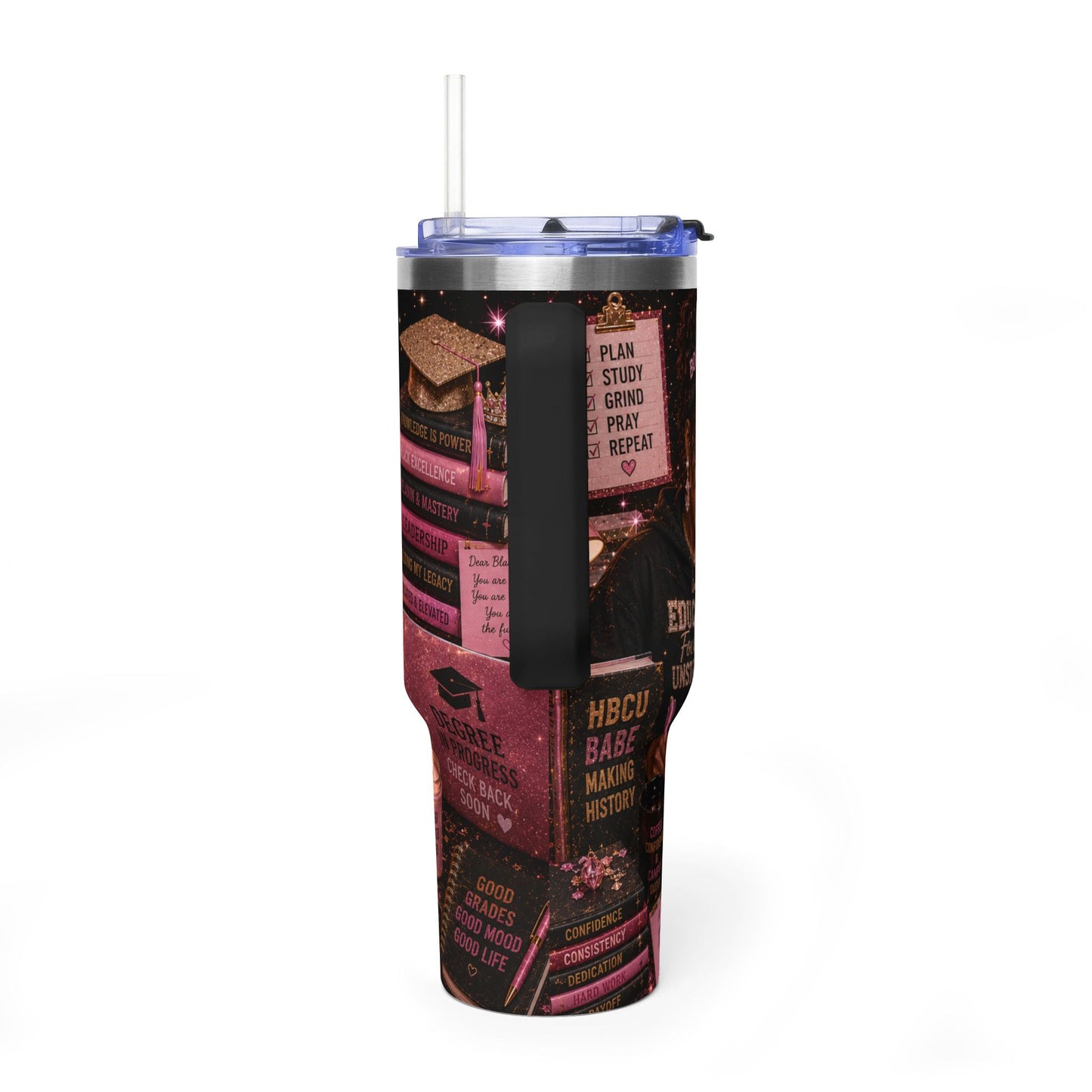 40oz Inspirational Study Tumbler — "Study Hard Shine Harder" Thermal Cup