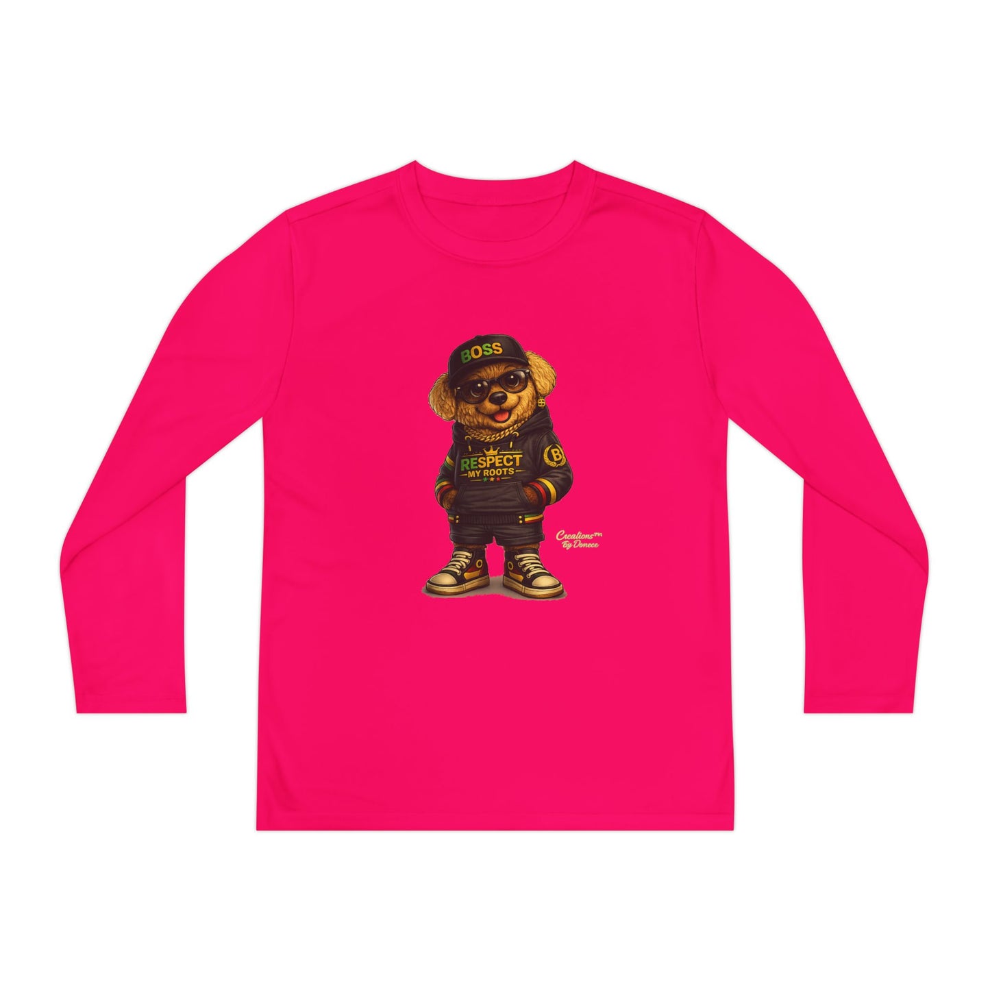 Youth Long Sleeve Tee — Streetwear Bear Graphic, 'Respect' Hip-Hop Kids Shirt