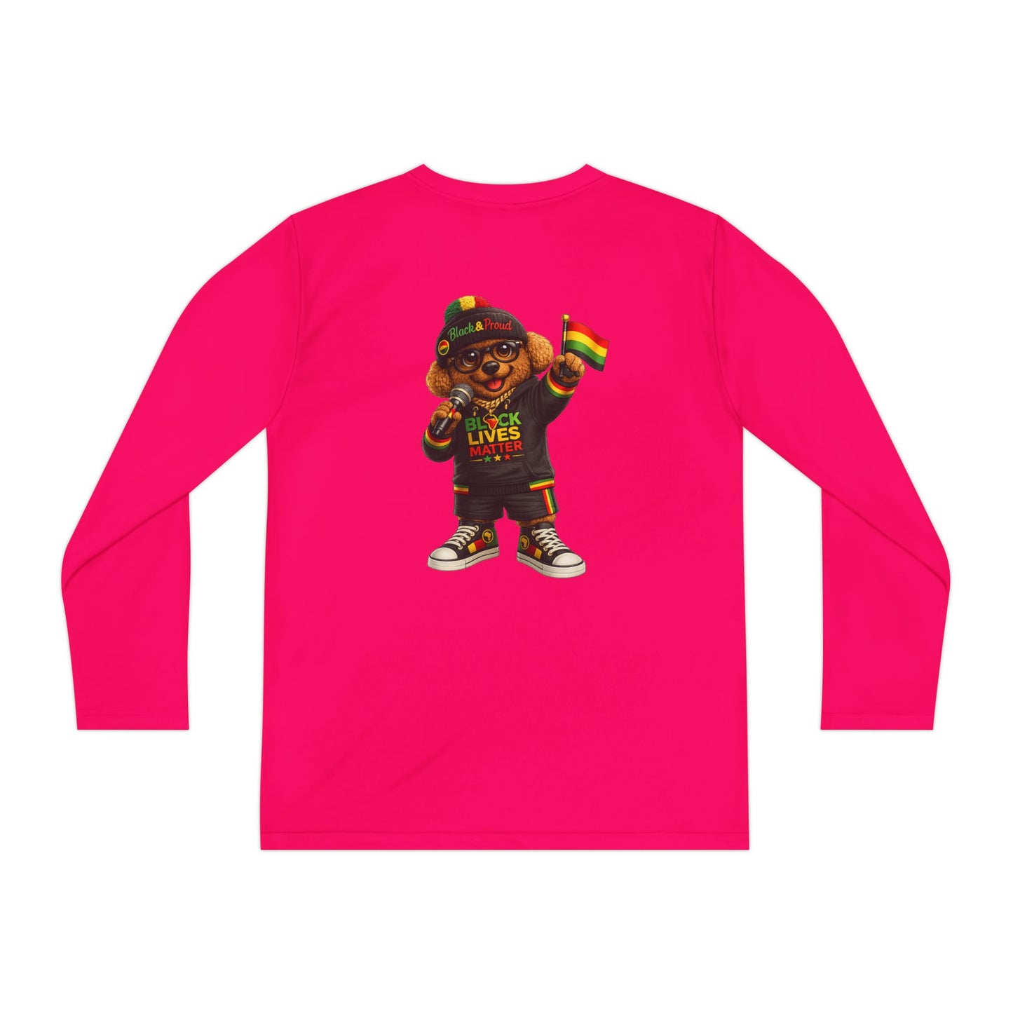Youth Long Sleeve Tee — Black Lives Matter Kid Graphic with Rasta Flag