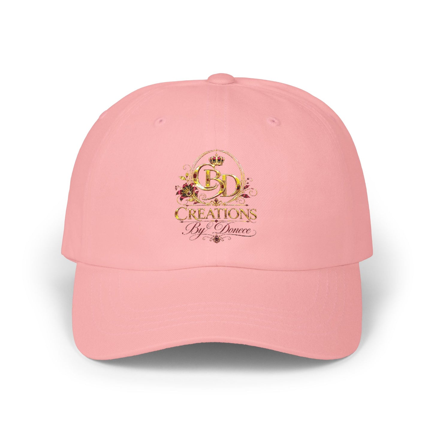 Dad Cap — Floral Gold 'Creations By Donece' Logo Embroidered Hat