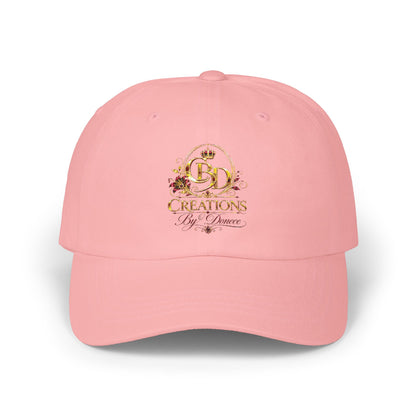 Dad Cap — Floral Gold 'Creations By Donece' Logo Embroidered Hat