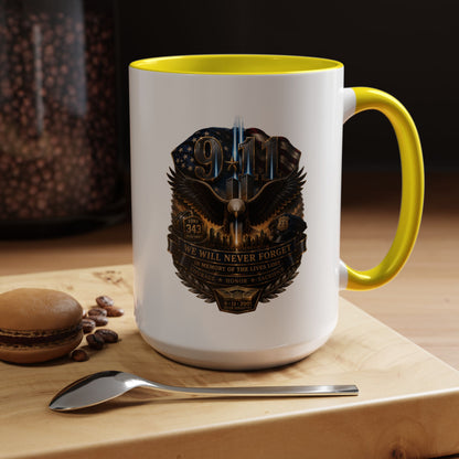 9/11 Tribute Coffee Mug — Never Forget Memorial Eagle Design (11/15oz)
