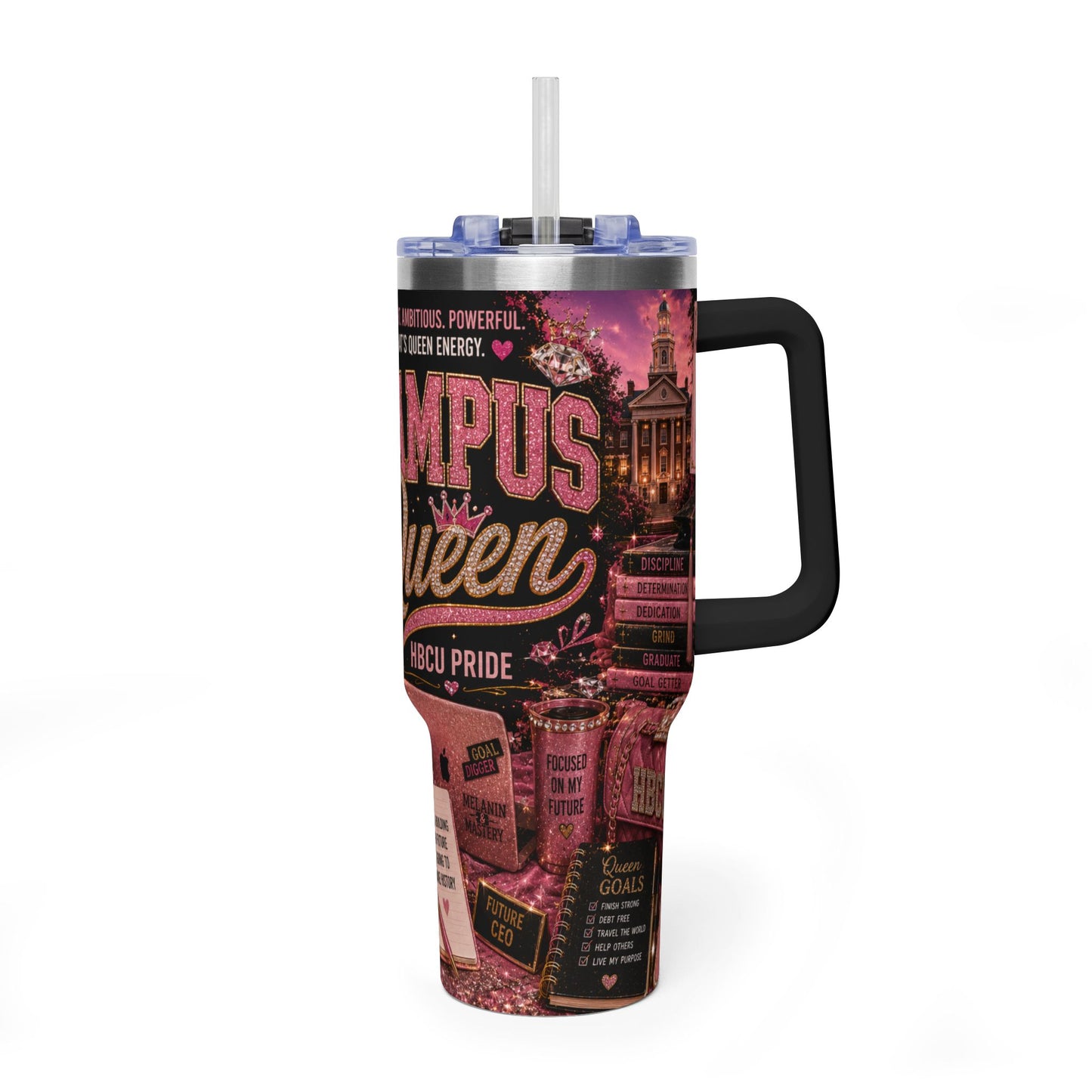 Campus Queen 40oz Vacuum Tumbler — HBCU Pride Travel Mug