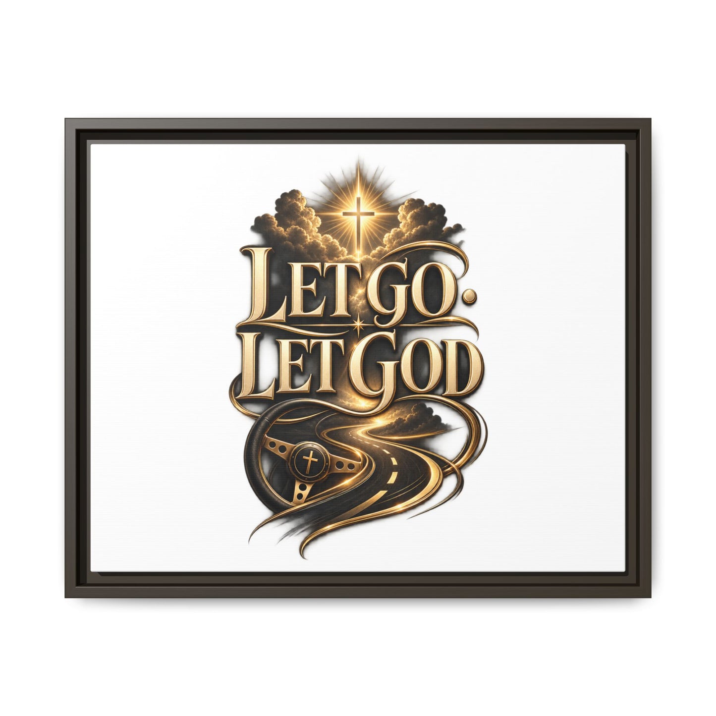 Let Go, Let God Framed Canvas Wall Art — Inspirational Christian Decor