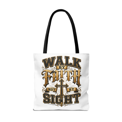 Walk by Faith Tote Bag — Christian Inspirational Cross Tote