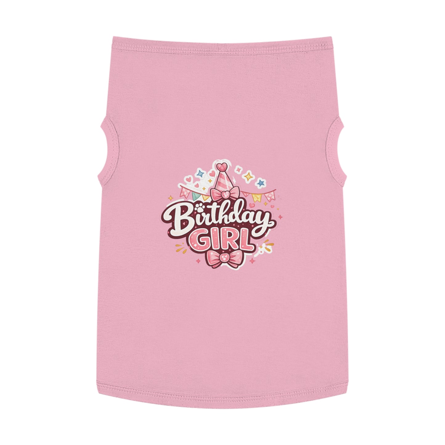 Birthday Girl Pet Tank Top - Pink Party Hat Dog/Cat Tee