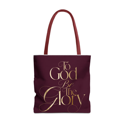 To God Be The Glory Burgundy Tote Bag — Inspirational Christian Scripture Tote