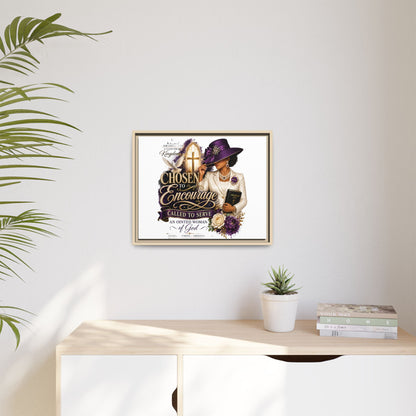 Chosen to Encourage — Framed Faith Canvas Wall Art (Called to Serve, Anointed Woman of God)