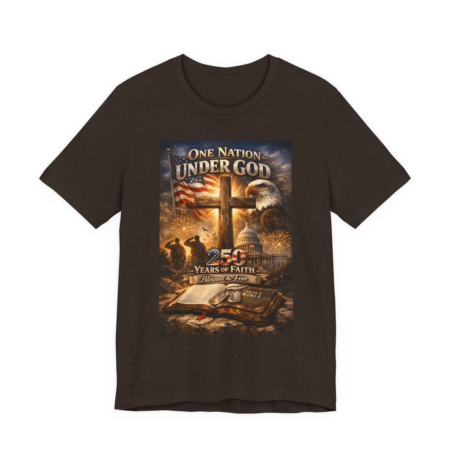 One Nation Under God T-Shirt — 250 Years of Faith Patriotic Christian Tee