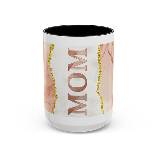Mom Marble Accent Coffee Mug — Rose Gold & Gold Vein 11/15oz Gift