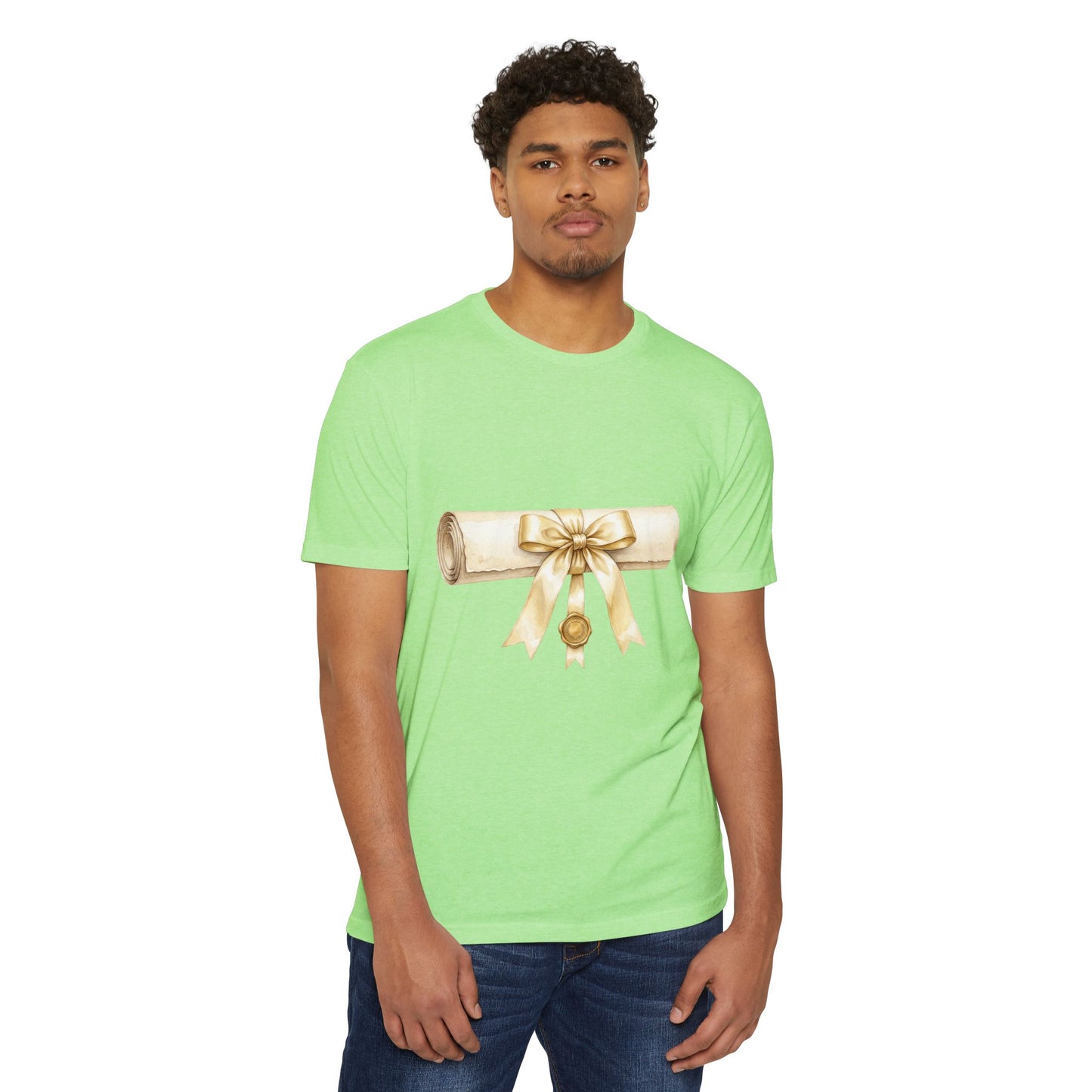 Graduation Scroll T-Shirt — Gold Ribbon Diploma Tee