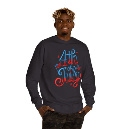 4th of July Crewneck Sweatshirt - Patriotic American Flag Graphic