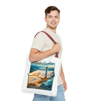 North Carolina Lighthouse Tote Bag — "From Mountains to Coast" Scenic Beach Tote