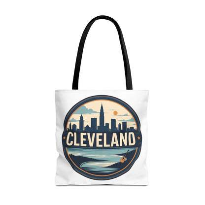 Cleveland Skyline Tote Bag — Vintage Cityscape Beach Design