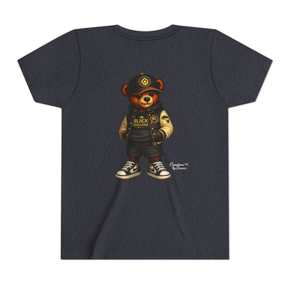 Youth Tee — Streetwear Teddy Bear Graphic (Black Varsity)