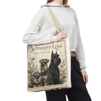 Schnauzer Love Tote Bag — Illustrated Dog Portraits, Miniature Standard Giant