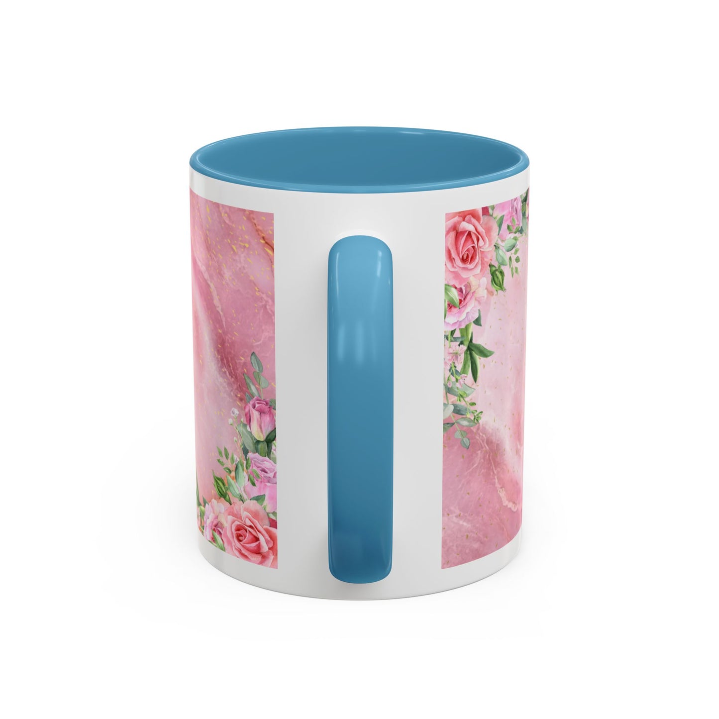 Mother’s Love Accent Coffee Mug — “A Mother's Love is the Heart of the Family” (Pink Floral, 11/15oz)