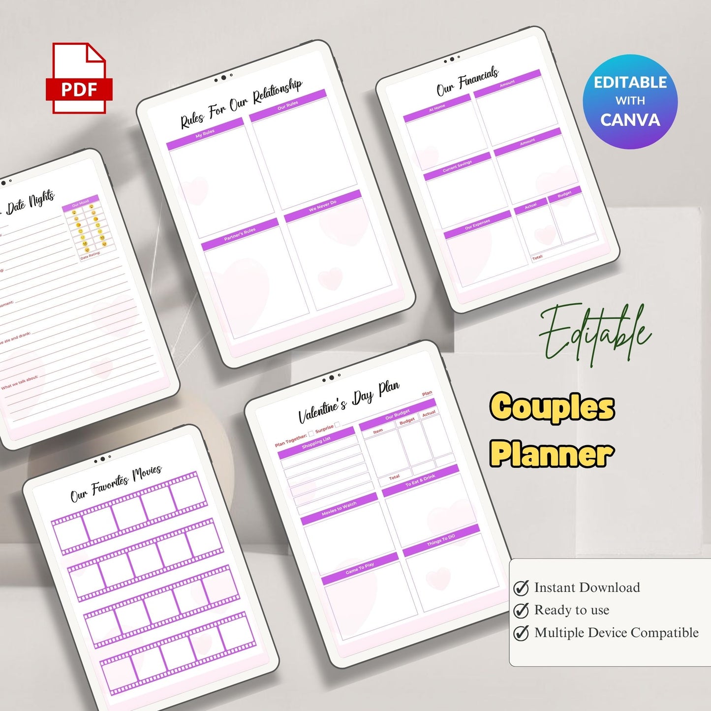 Couple Planner Printable | Relationship Goals, Communication & Life Organizer