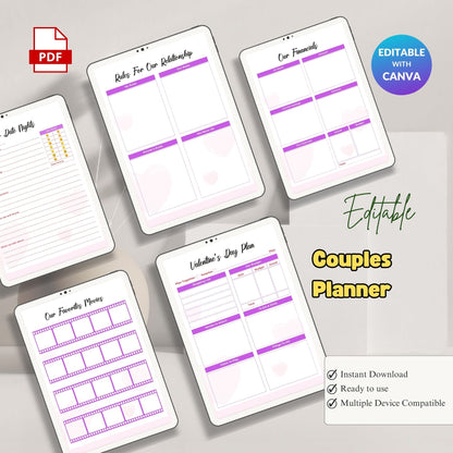 Couple Planner Printable | Relationship Goals, Communication & Life Organizer