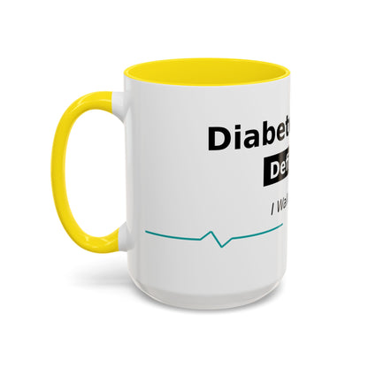 Diabetes Won't Define Me Accent Coffee Mug — "I Walk by Faith" Inspirational Tea Cup