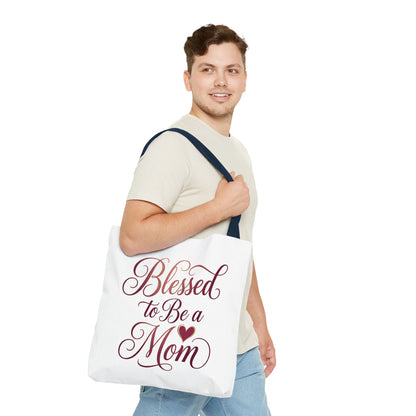 Blessed to Be a Mom Tote Bag – Mother's Day Floral Script Gift