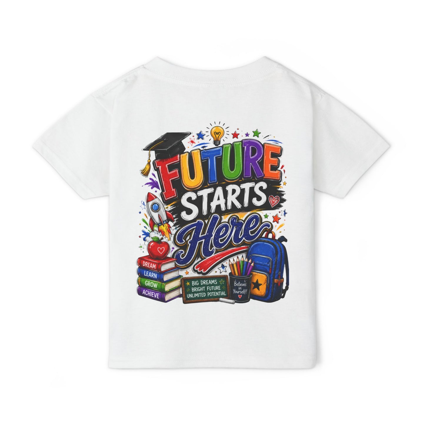 Toddler T-Shirt — "Future Starts Here" Back-to-School Graphic Tee