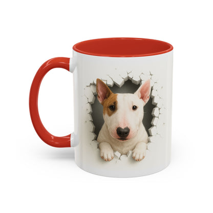 Bull Terrier Coffee Mug — Cute Dog Peeking Accent Mug (11/15oz)