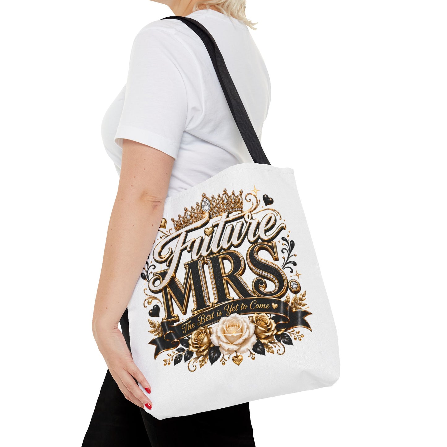 Future Mrs. Tote Bag — Bridal Bachelorette Gift Bag with Gold Crown Design