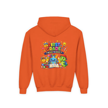 First Grade Hoodie - "First Grade Ready To Rule" Kids Back-to-School Sweatshirt