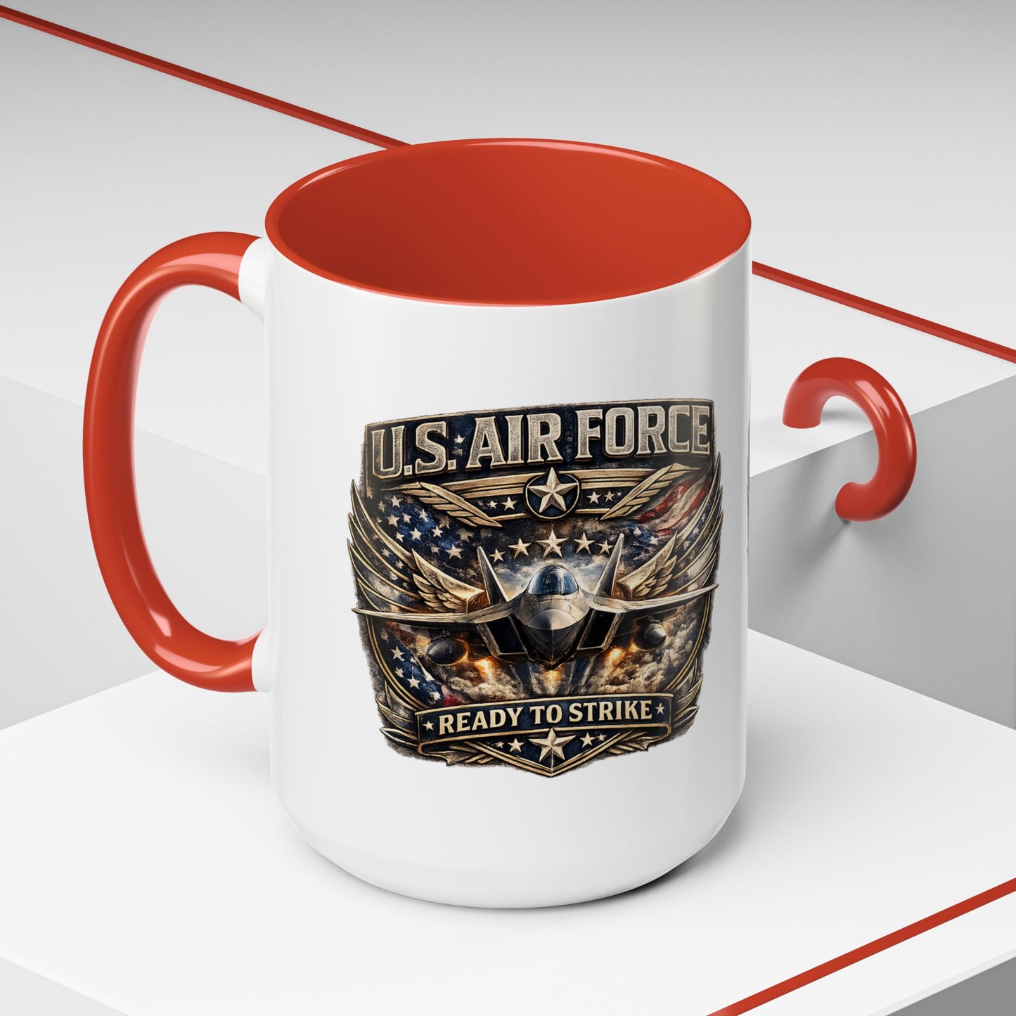 U.S. Air Force Accent Coffee Mug — "Ready to Strike" Military Aviation Gift