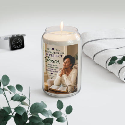 Soy Candle — "Perfect Peace" Inspirational Prayer Quote, 13.75oz