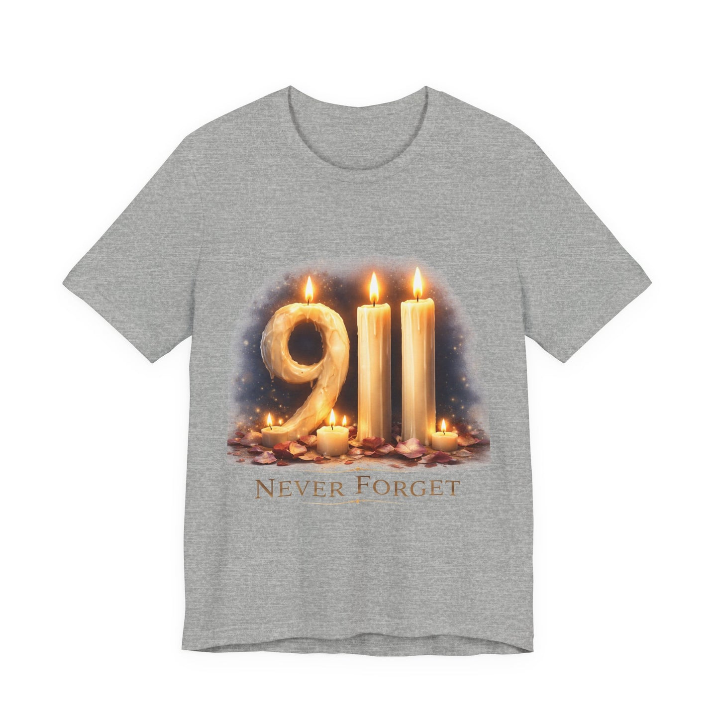 9/11 Never Forget T-Shirt – Memorial Candle Tribute Tee