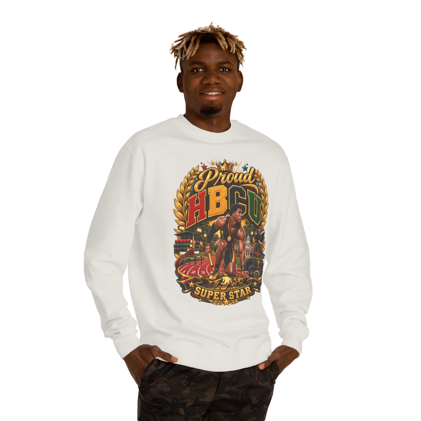 HBCU Proud Crewneck Sweatshirt — "Proud HBCU Super Star" Graphic