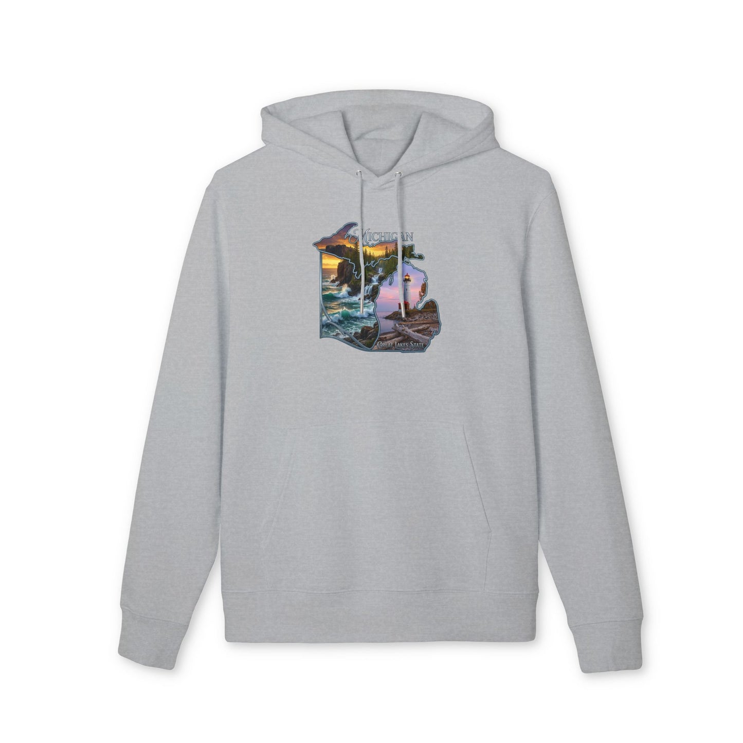 Michigan Lakeshore Hoodie — Scenic Lighthouse Sunset State Silhouette