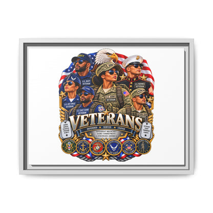 Veterans Tribute Matte Canvas Framed Wall Art