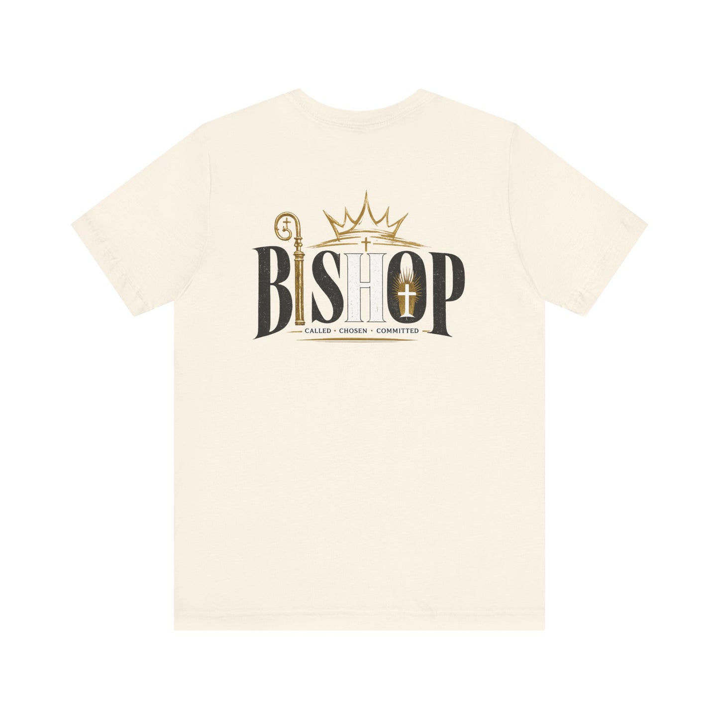 Bishop Graphic Tee — 'BISHOP' Crown & Crosier Church Leadership Shirt