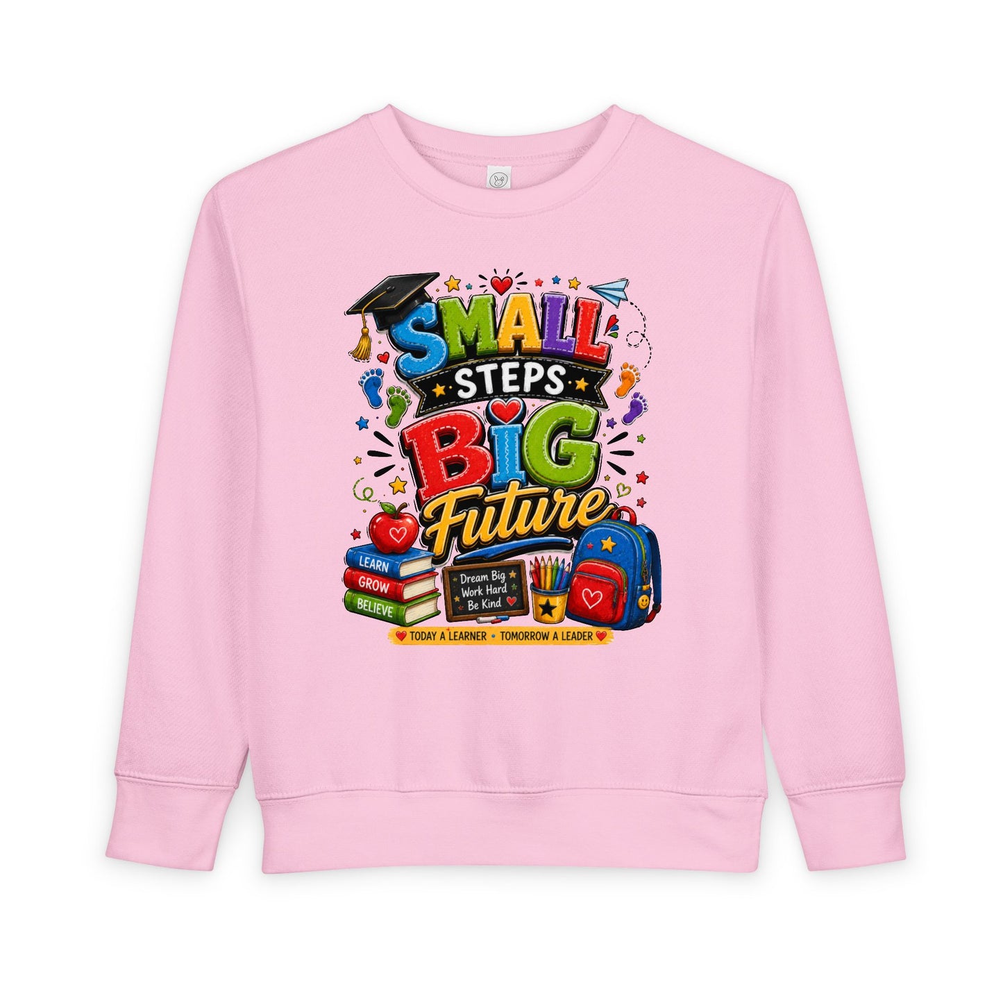 Toddler Sweatshirt - "Small Steps Big Future" Back-to-School Kids Crewneck
