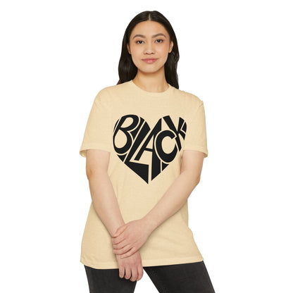 Black Heart T-Shirt – Bold Typography Heart Graphic
