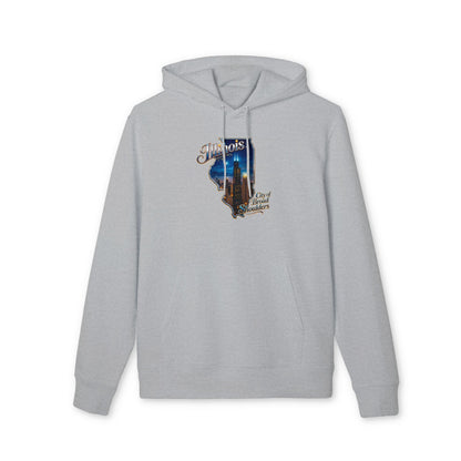 Illinois Skyline Hoodie — "City of Broad Shoulders" Retro State Map