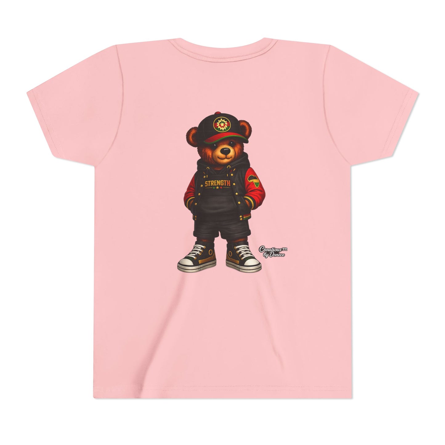 Kids Teddy Bear Streetwear Tee — 'Strength' Graphic Youth T-Shirt
