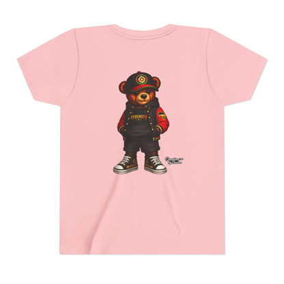 Kids Teddy Bear Streetwear Tee — 'Strength' Graphic Youth T-Shirt
