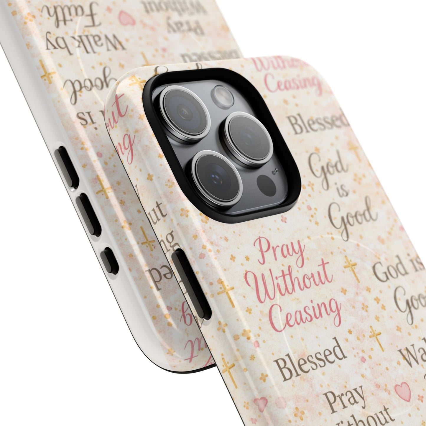 Christian Faith Magnetic Phone Case — "Pray Without Ceasing" Patterned Tough Case