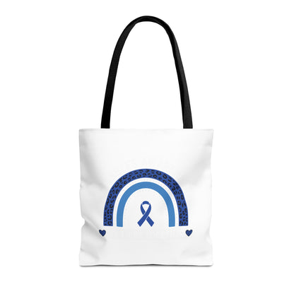 Blue Awareness Ribbon Rainbow Tote Bag – Support & Hope Everyday Tote