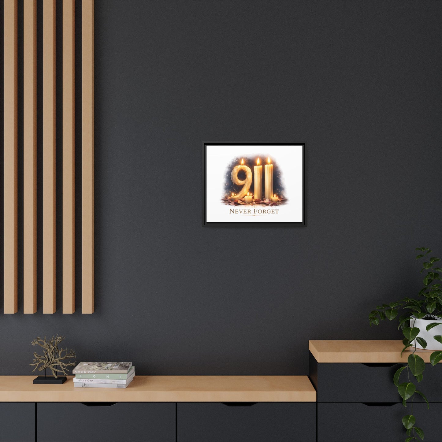 9/11 Never Forget Framed Canvas Print