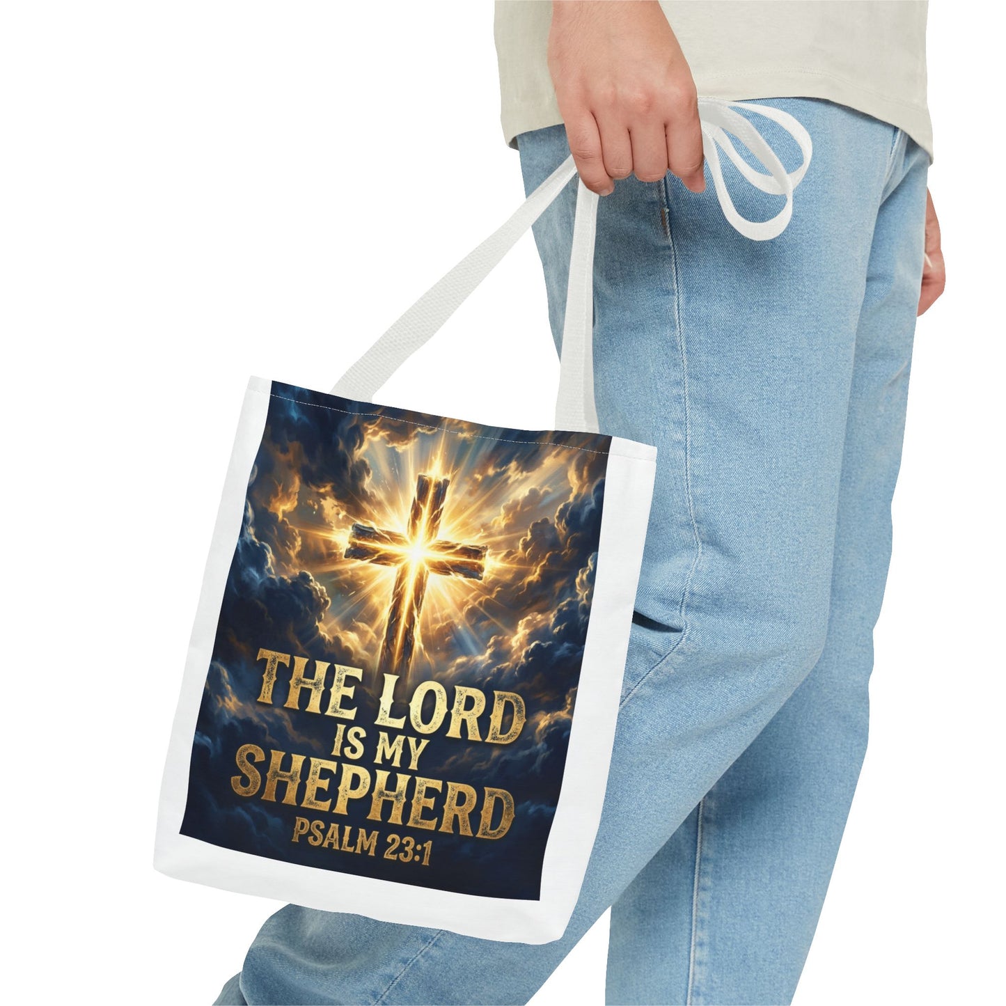 "The Lord Is My Shepherd" - Psalm 23:1 Religious Cross Tote Bag
