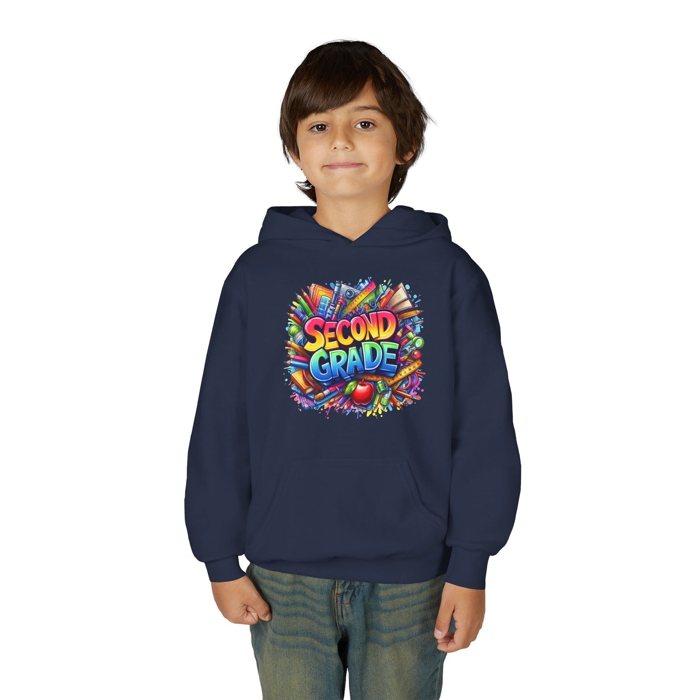 Second Grade Kids Hoodie — Colorful School Day Pullover