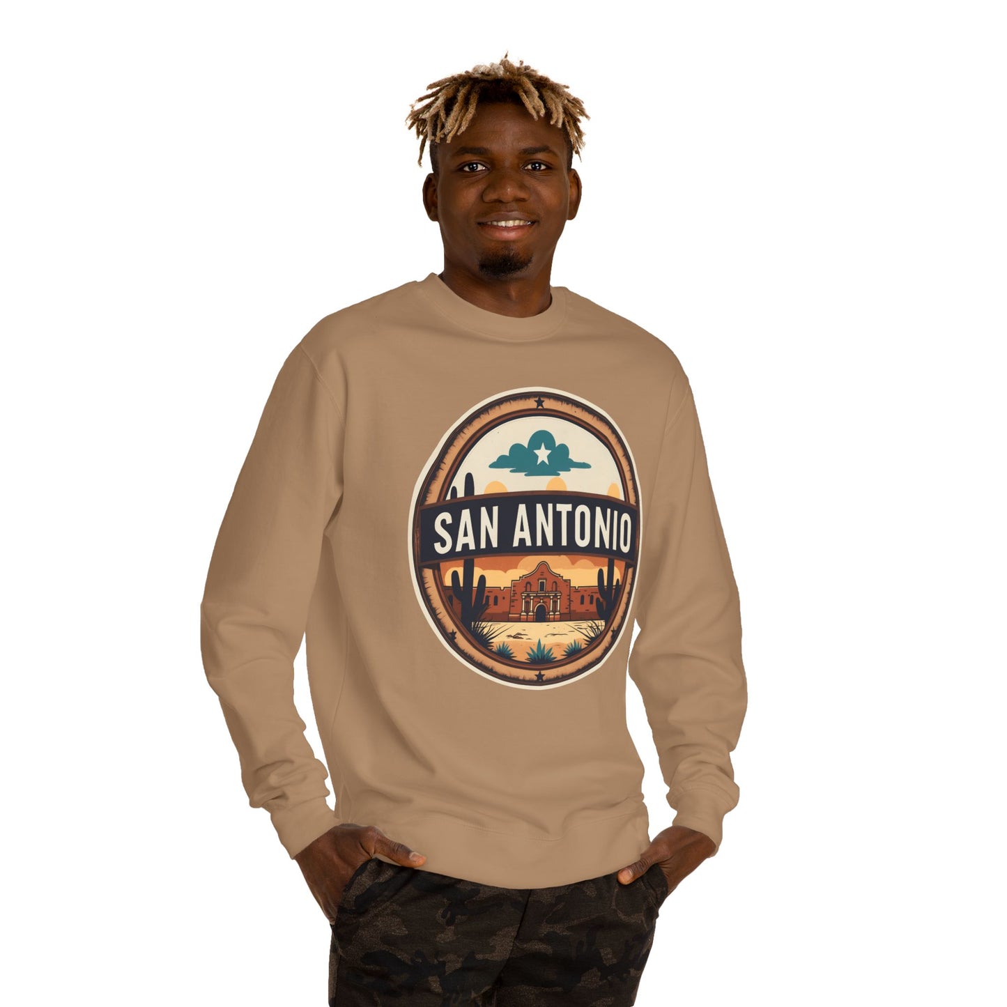 San Antonio Vintage Badge Sweatshirt — Retro Texas City Crewneck