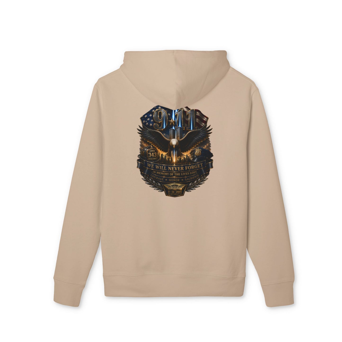 Eagle Shield Graphic Hoodie — 'You Never Walk Alone' Patriotic Bird Pullover