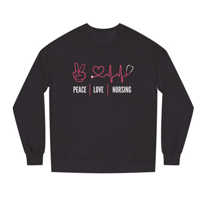 Peace Love Nursing Sweatshirt — Nurse Gifts, Heartbeat & Peace Sign Crewneck